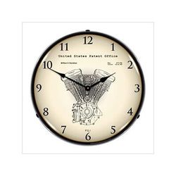 Collectable Sign and Clock Harley Davidson Evolution Engine Patent Blueprint Backlit Wall Clock