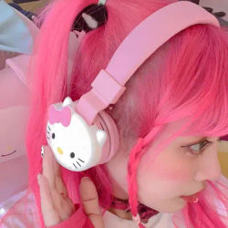 Y2K Hello Kitty cuffie Bluetooth Wireless con microfono cuffie con cancellazione del rumore