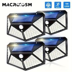 4pcs/2pcs/1pc, 100 Led Solar Motion Sensor Security Lights With 270Â° Lighting Angle - Waterproof Outdoor Wall Lights For Backyard, Garden, Fence, And Front Door