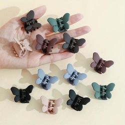 12pcs Matte Mini Butterfly Shape Hair Claw Plastic Shark Claw Ponytail Holder Hair Accessories