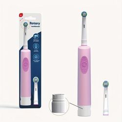 Induction Electric Toothbrush Set For Couples - Soft Hair Rotary Round Head, Automatic, Compatible Brush Heads, Ideal For Men And Women, Promotes Oral Health