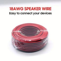 50 Ft/100 Ft Red & Black Bicolor 18awg Speaker Wire Cable - Perfect For Home Theater, Surround Sound & Radio Systems!