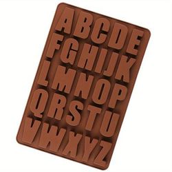 1pc Large Alphabet Silicone Mold 26 Letters Crayon Mold Chocolate Mold Biscuit Ice Cube Tray Letter Silicone Drop Glue Handmade Soap Mold Cake Baking Decoration Tool