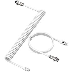 Coiled Keyboard Cable, 2.0m (0.66ft) Usb-c To Usb-a Tpu Mechanical Keyboard Cable, Detachable Metal Double-sleeved Wire For Gaming Keyboard (white)