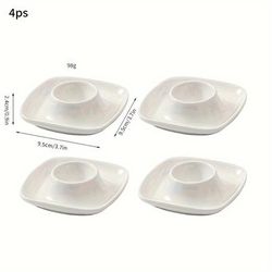 2/4pcs Creative Ceramic Egg Cup Holder, Porcelain Egg Cup, Easter Egg Display Stand For Hard Boiled Eggs, Ceramic Egg Tray, Condiment Serving Tray Stuffed Eggs Decorative Trays Household Egg Cups