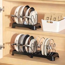 12pcs Expandable Pans And Pots Organizer For Cabinet, Multifunctional Adjustable Compartments Lid Pots And Pans Drawer Organizer, Bakeware Organizer For Cabinet, Kitchen Storage Supplies