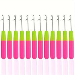 2/6/12pcs Hair Crochet Needle Crochet Hook Interlocking Lock Hair Micro Braid Stitches Knitting Craft Needles Tools