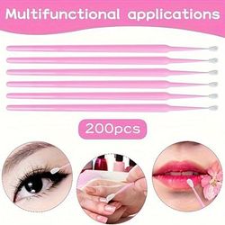 200pcs Micro Applicators Brushes, Eyelash Applicator Extension Swabs Micro Mascara Wands Brush For Eye Makeup