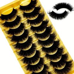 10 Pairs Cat Eye Eyelashes 3d Natural Look False Lashes Fluffy Soft Cross Manga Lashes Wispy Natural Eyelash Extension Makeup