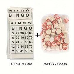 75pcs Wooden Number Bingo Game Toy Lottery Game For Casual & Interactive Desktop Game, Festival Gift