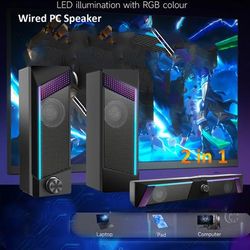 Exclusive New 2-in-1 Computer Speaker With Iron Mesh Rbb Light Up Wired Esports Game Music Speaker