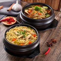 1pc Dolsot Bibimbap Earthenware Stone Bowl, High Temperature Resistant Rice Cooking Ceramic Cooker, Korean Cooking Soup Ceramic Pot With Heat-resistant Tray