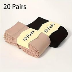 10/20 Pairs Solid Nylon Crew Socks, Comfy & Breathable Mid Tube Socks, Women's Stockings & Hosiery