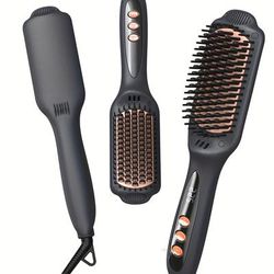 Hair Brush Heated Straightening Brush: Negative Ion Ceramic Hot Hair Brush For Smooth Frizz-free Hair