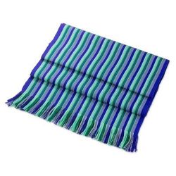Ocean Memory,'Blue and Green Striped 100% Cotton Table Runner'