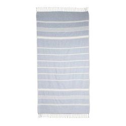 Fresh Relaxation in Sky Blue,'Striped Cotton Beach Towel in Sky Blue from Guatemala'