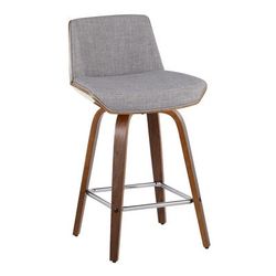 Corazza 26" Fixed-Height Counter Stool - Set Of 2 by Lumisource in Walnut Light Gray Chrome
