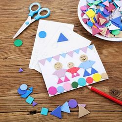 TEMU 1000pcs Geometric Shape Diy Foam Sticker Self-adhesive Geometric Sticker Party Crafts Eid Al-adha Mubarak