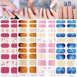 Semi Cured Gel Nail Wraps With Flower Design, Spring Summer Semi-cured Gel Nail Strips-works With Any Nail Lamps, Salon-quality,long Lasting,easy To Apply & Remove