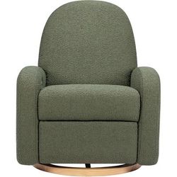 Babyletto Nami Electronic Swivel Glider Recliner w/ USB - Olive Boucle w/ Light Wood Base