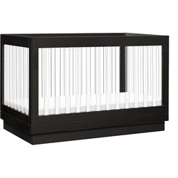 Babyletto Harlow Acrylic 3-in-1 Convertible Crib w/Toddler Bed Conversion Kit - Black / Acrylic