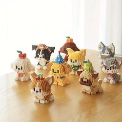 Pet Dog Series Splicing Small Building Blocks, Cute Cartoon Animal Model, Assembly Toy, Creative Gift, Desktop Decoration