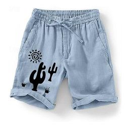 Per uomo Cactus Sole Piante Shorts Pantaloncini Estivi Pantaloncini casual Misura del girovita medio Moda Streetwear Designer Casuale Quotidiano Ferie Coulisse Tasca Elastico in vita progettista