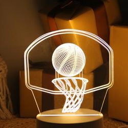 1pc Usb 3d Creative Basketball Sports Night Light, Bedroom Living Room Decoration, Desktop Decoration Light