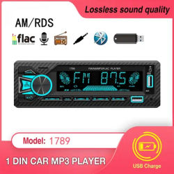 1DIN Car Radio Player FM/AM/RDS Radio USB/BT/AUX Car MP3 Lossless Music Player schermo LCD 1789