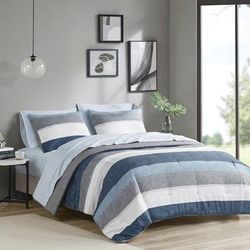 Jaxon Stripe Comforter Set with Bed Sheets - Olliix MPE10-987