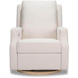 Namesake Crewe Electronic Swivel Glider Recliner w/ USB - Performance Cream Eco-Weave w/Light Wood B