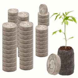 50pcs/200pcs, Compressed Peat Pellet Fiber Soil Plant Seed Starters Nursery Plugs Pallet Seedling Soil Block For Indoor Outdoor Home House Grow Herbs Plant Flowers Vegetables