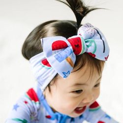 Stars, Stripes & Sweets Luxe Baby Girl Soft & Stretchy Bamboo Bow Headbands - Newborn - 3T