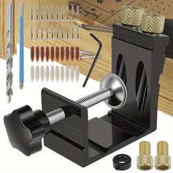 47pcs High Precision Metal Pocket Hole Jig Kit With Adjustable Punch Locator, 15 Degrees Angle Drill Guide For Woodworking And Carpenter Diy, Sturdy Iron Material