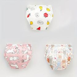 TEMU 3pcs Pattern Potty Training Pants, 6-layer Breathable Cotton Gauze 4 Seasons, Baby Cloth Diapers, Children's Diaper Pants, Washable Diaper Pants