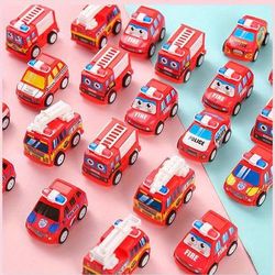 TEMU 10pcs Cartoon Mini Pull Truck Police Car Toys For Birthday Party Favors Bags (color Random) Christmas Gift