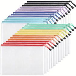 TEMU 24pcs Zipper Pockets, Zipper File Bags, Cross Stitch And Jigsaw Puzzle Project Bags For Sorting And Storage, Letter Size A4, Suitable For Travel, School, Board Games And Office Supplies