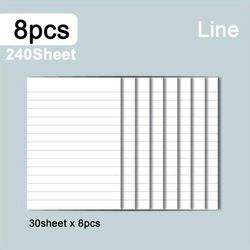 TEMU 8 Packs, 240 Sheets Of Lined Sticky Notes, Self-adhesive Notepads, Strong Adhesive Stickers, Letter Paper Sticky Notes, Per Pad, Easy To Stick For Reminders , Home, Or School.
