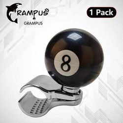 TEMU Grampus 8 Ball Steering Wheel Knob Spinner - 360° Rotation, One-handed Drive Reversing Operation, Stainless Steel & Resin, Black With 8 Design, Fit For Boats & Tractors