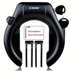TEMU Etook Heavy-duty Bike Lock - Anti-theft U-shaped Crab Claw Design For Mountain & Road Bikes, Stainless With Paint