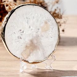 TEMU Agate Coasters Geode Coaster Gemstone Natural Stone Coasters For Coffee