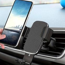 TEMU 1pc Car Air Outlet Mobile Phone Holder Carbon Fiber Panel Car Air Outlet Holder