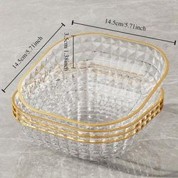 TEMU 4pcs, Elegant Pattern With , Spit Bone Dish, Fruit Plate, Dessert Plate, Cake Plate, Plate, Kitchen Stuff, Kitchen Supplies, Tableware Accessories