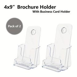 "TEMU 2-pack Clear Acrylic Brochure And Business Card Holder, 4x9" Durable Desk Organizer"