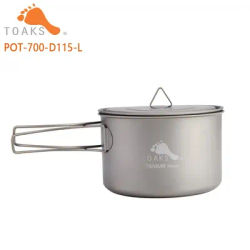 TOAKS Pure Titanium Camping Cookware Outdoor Pots, Can be Used As a Cups, Bowls and Pans 90g POT-700-D115-L