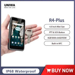 UNIWA R4 PLUS Waterproof Android Phone 4GB RAM+64GB ROM 4Inch NFC Smartphone with Night Vision Camera 3000mAh Mini Phone OTG PTT