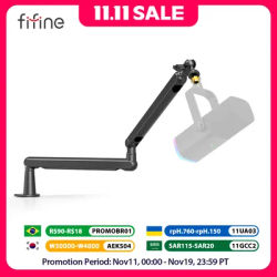 FIFINE Adjustable Low-profile Arm Microphone Stand with Cable Managment/Desk Mount, Suspension Boom for K688 Ampligame AM8-BM88
