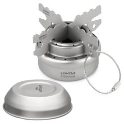 Lixada Mini Titanium Alcohol Stove Portable Outdoor Camping Hiking Cooking Picnic Alcohol Stove Burner Camping Stove with Lid