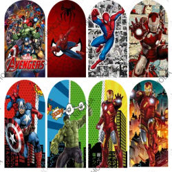 The Avengers Arch Covers Marvel Superheroes Photo Backdrop Boys Birthday Party Background Doubleside