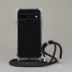 Lanyard Case For Google Pixel 9 8 7 6 Pro 8A 7A 6A Transparent Crossbody Necklace Back Cover On